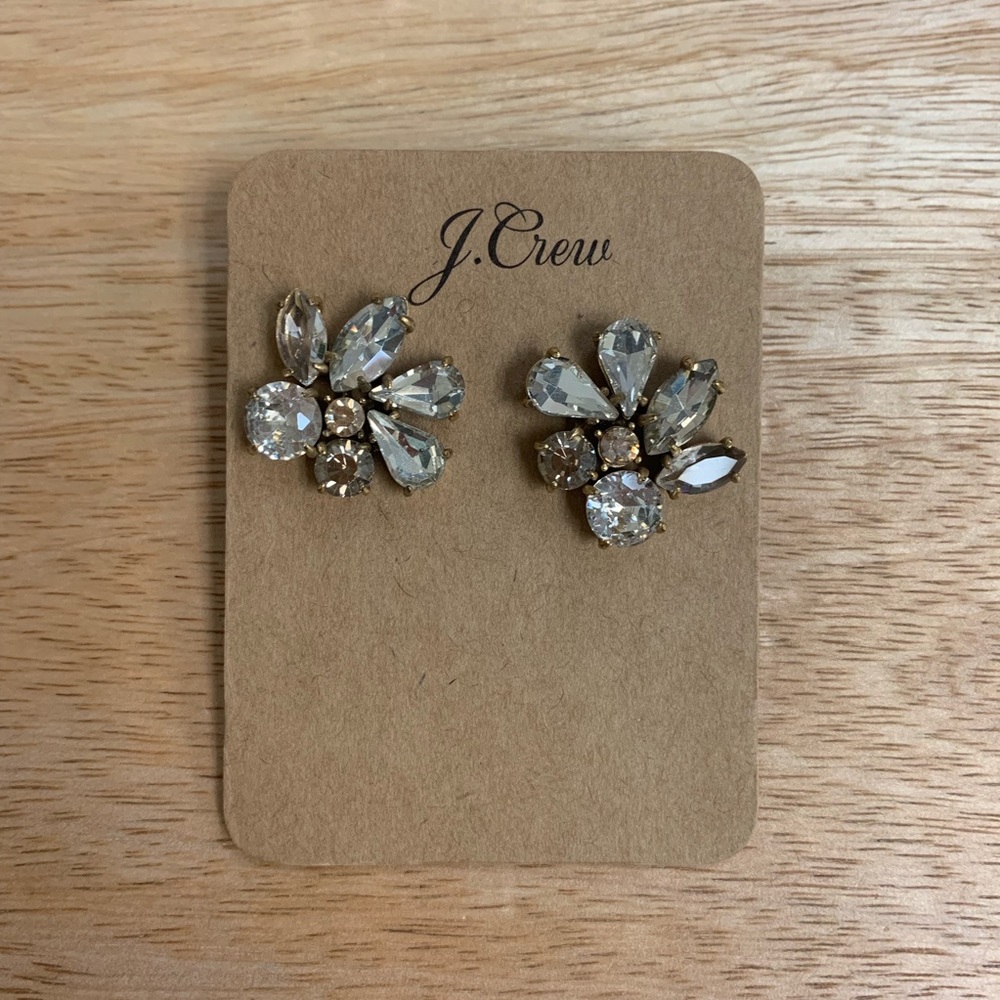 Brand New J Crew Crystal Floral Earrings Studs